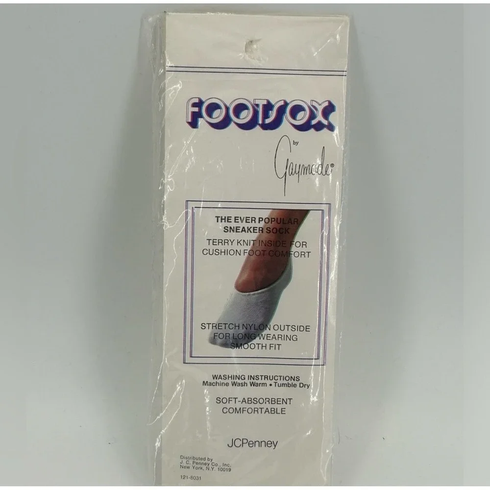 VTG Gaymode Foot Sox NOS 1970s No Show Socks Large White JCPenney Sport Footsies